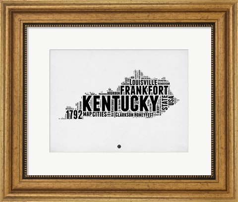 Framed Kentucky Word Cloud 2 Print