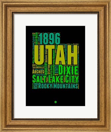 Framed Utah Word Cloud 1 Print