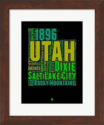 Framed Utah Word Cloud 1 Print