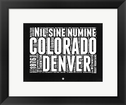 Framed Colorado Black and White Map Print