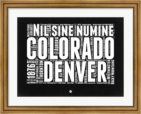 Framed Colorado Black and White Map Print