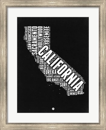 Framed California Black and White Map Print