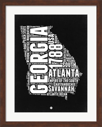 Framed Georgia Black and White Map Print