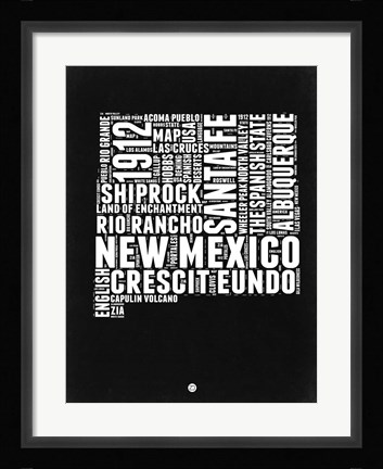 Framed New Mexico Black and White Map Print
