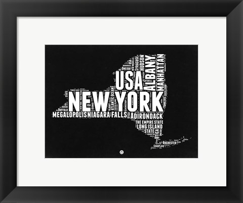 Framed New York Black and White Map Print