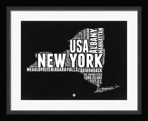Framed New York Black and White Map Print