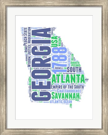 Framed Georgia Word Cloud Map Print