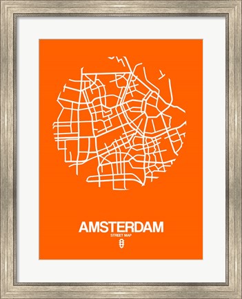 Framed Amsterdam Street Map Orange Print