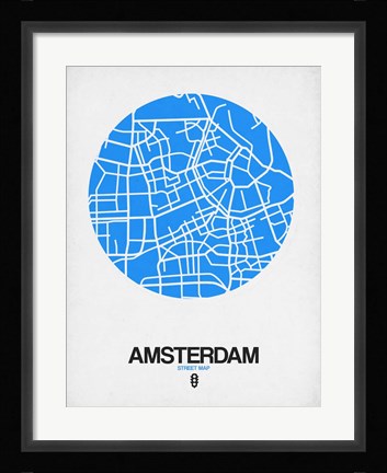 Framed Amsterdam Street Map Blue Print