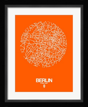 Framed Berlin Street Map Orange Print