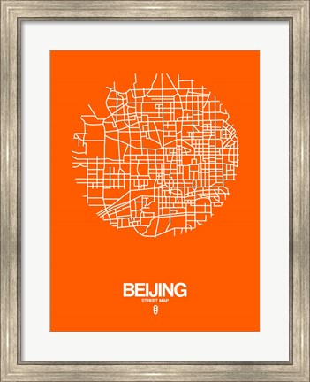 Framed Beijing Street Map Orange Print