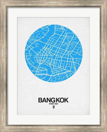 Framed Bangkok Street Map Blue Print