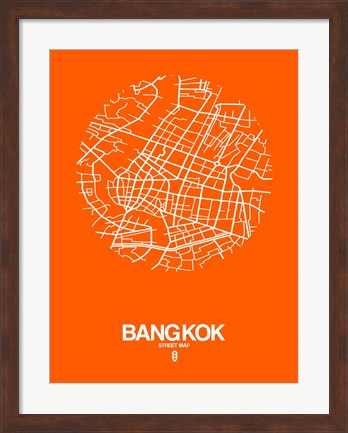Framed Bangkok Street Map Orange Print