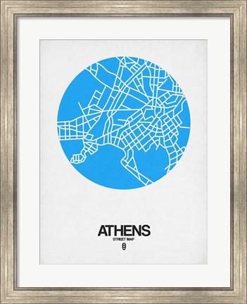 Framed Athens Street Map Blue Print