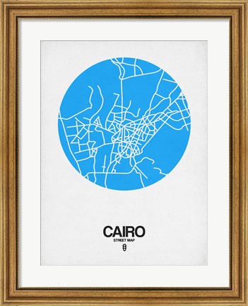 Framed Cairo Street Map Blue Print