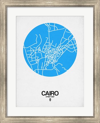 Framed Cairo Street Map Blue Print