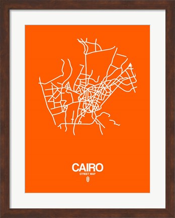 Framed Cairo Street Map Orange Print