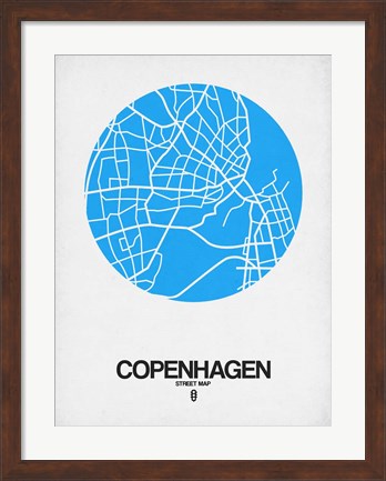 Framed Copenhagen Street Map Blue Print