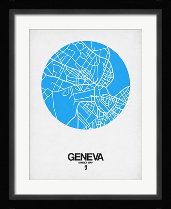Framed Geneva Street Map Blue Print