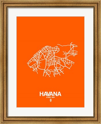 Framed Havana Street Map Orange Print
