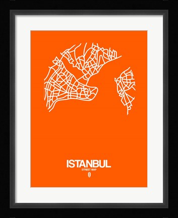 Framed Istanbul Street Map Orange Print
