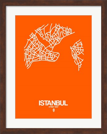 Framed Istanbul Street Map Orange Print