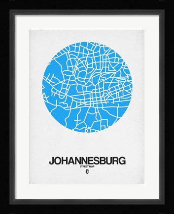 Framed Johannesburg Street Map Blue Print
