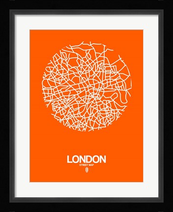 Framed London Street Map Orange Print
