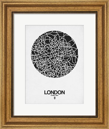Framed London Street Map Black on White Print
