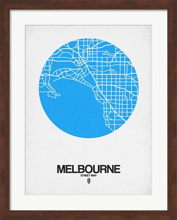 Framed Melbourne Street Map Blue Print