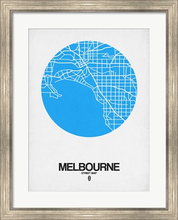 Framed Melbourne Street Map Blue Print