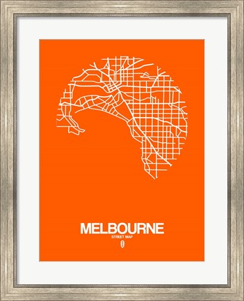 Framed Melbourne Street Map Orange Print
