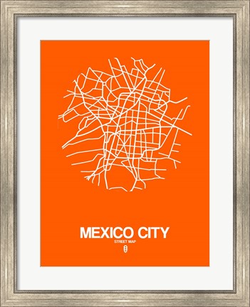 Framed Mexico City Street Map Orange Print