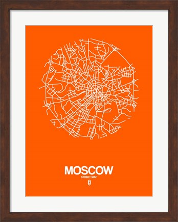 Framed Moscow Street Map Orange Print