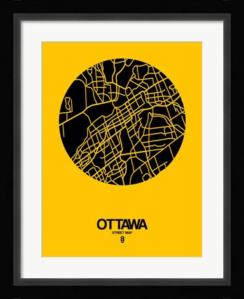 Framed Ottawa Street Map Yellow Print
