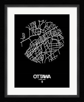 Framed Ottawa Street Map Black Print