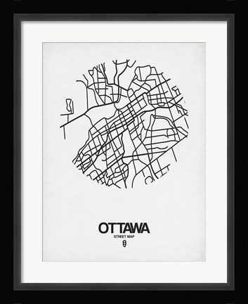 Framed Ottawa Street Map White Print