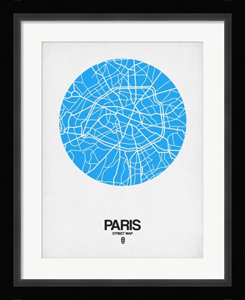 Framed Paris Street Map Blue Print