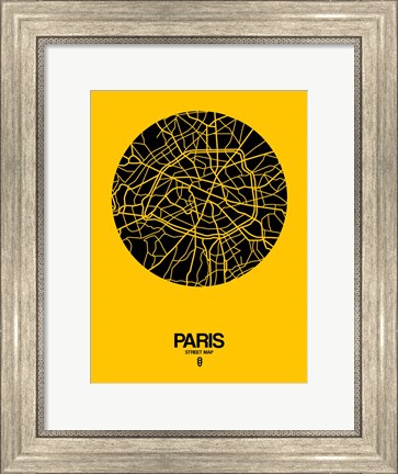 Framed Paris Street Map Yellow Print