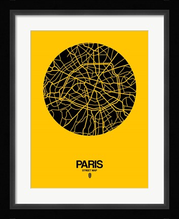 Framed Paris Street Map Yellow Print