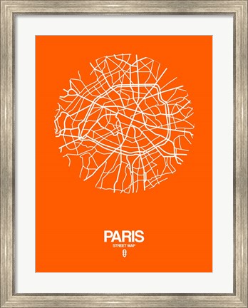 Framed Paris Street Map Orange Print