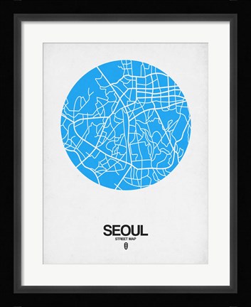 Framed Seoul Street Map Blue Print