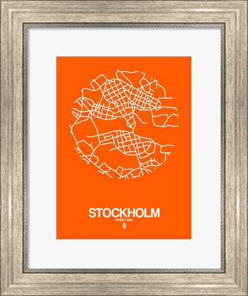 Framed Stockholm Street Map Orange Print