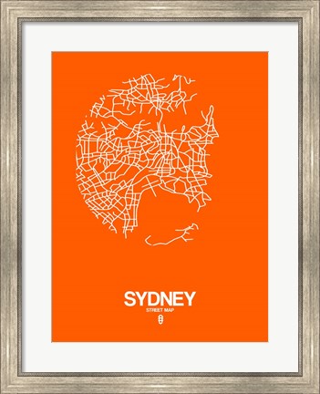 Framed Sydney Street Map Orange Print
