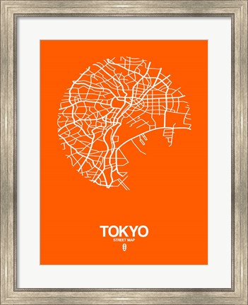 Framed Tokyo Street Map Orange Print