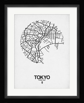 Framed Tokyo Street Map White Print