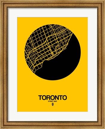 Framed Toronto Street Map Yellow Print