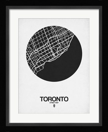 Framed Toronto Street Map Black on White Print