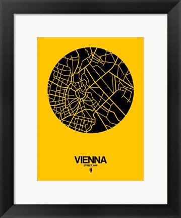 Framed Vienna Street Map Yellow Print