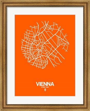 Framed Vienna Street Map Orange Print